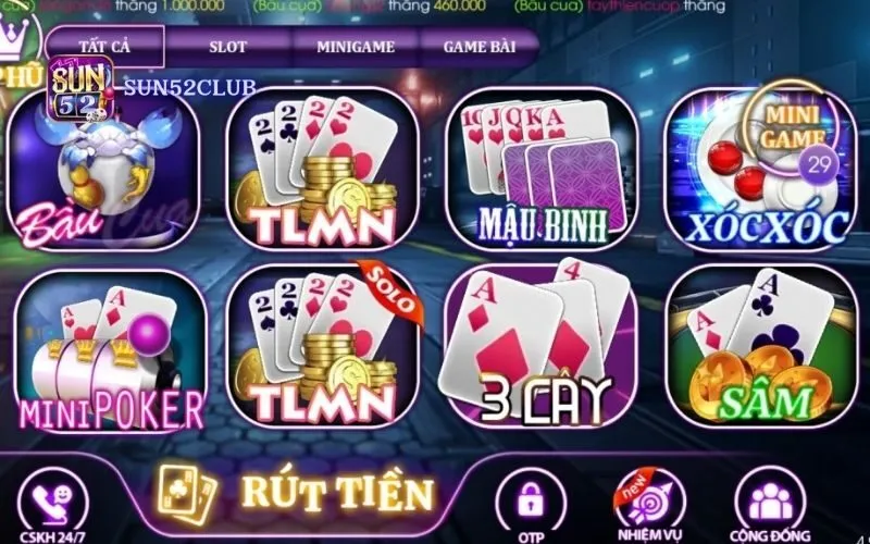 mini game đổi tiền thật Sun52